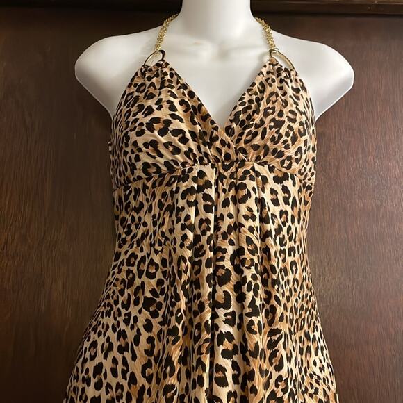 Boston Proper Animal Print Hardware Detail halter Dress Size Small Made in USA - Picture 4 of 6